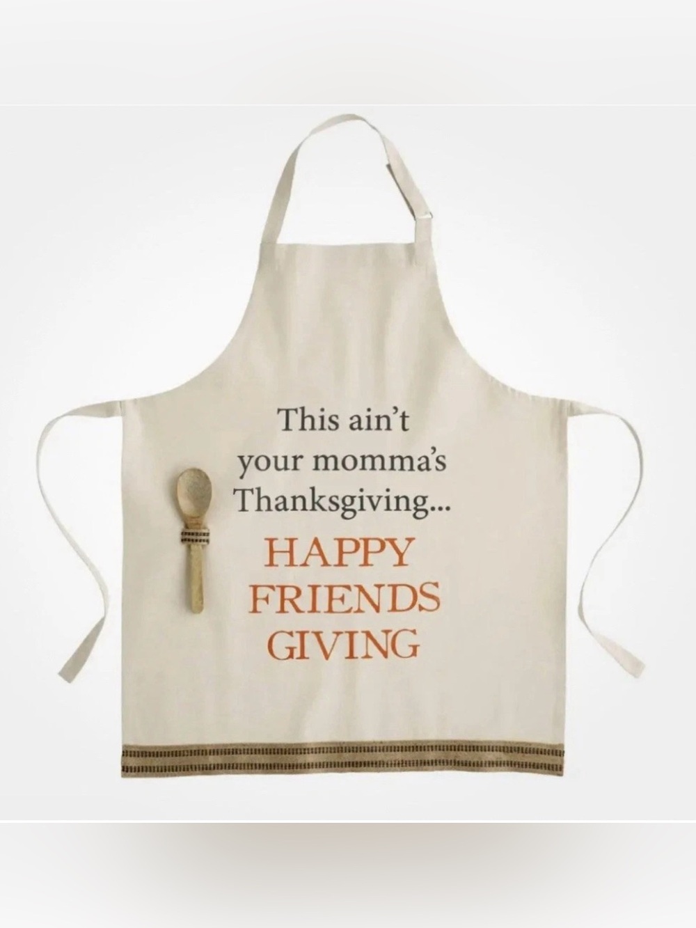 NWT Mud Pie Women’s Thanksgiving Friendsgiving Apron And Wooden Spoon Gift Set